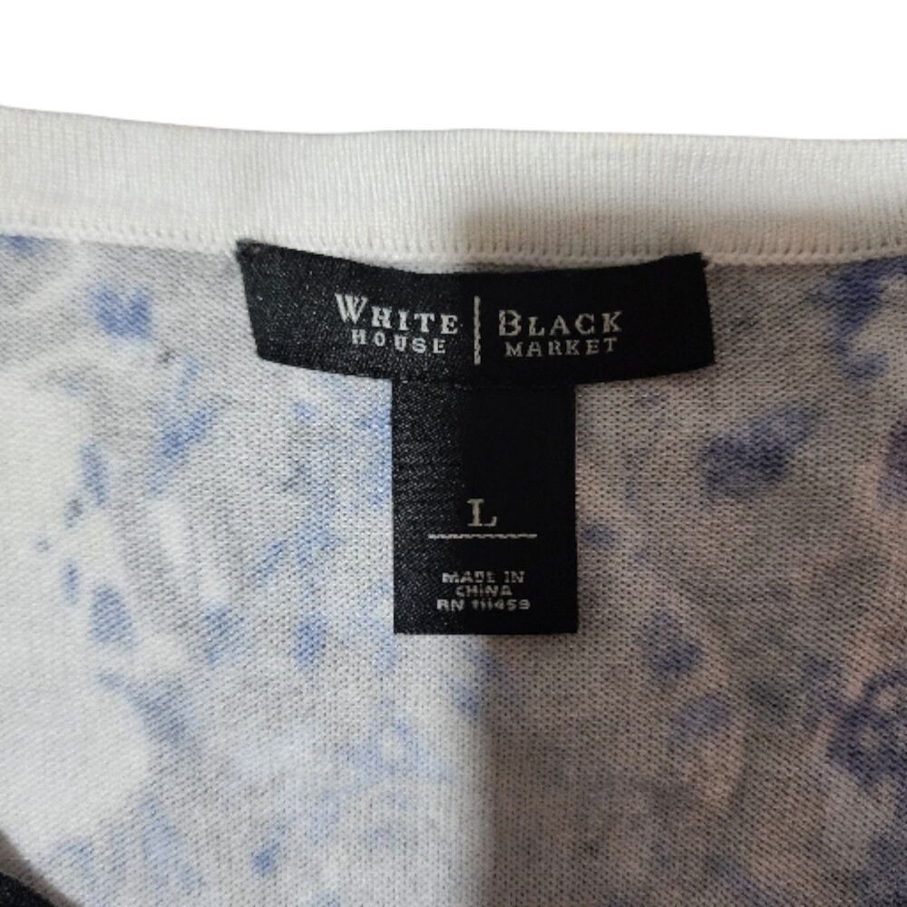 White House Black Market L Floral Print Cardigan Sweater Button Front Purple - Picture 5 of 5